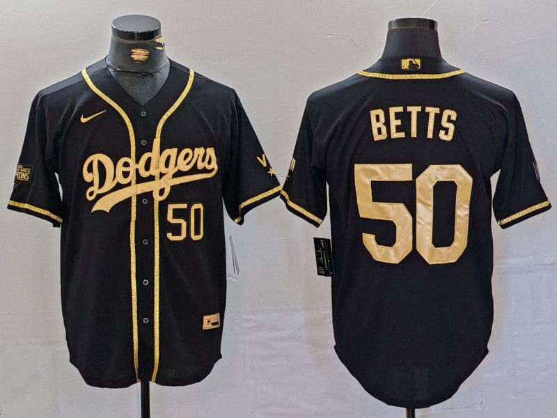 Men Los Angeles Dodgers #50 Betts Black gold Fashion Nike Game MLB Jersey style 7064->los angeles dodgers->MLB Jersey